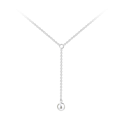 Wholesale Sterling Silver Hanging Chain Necklace with 6mm Pearl - JD19986