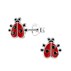 Wholesale Sterling Silver Ladybug Ear Studs - JD20180