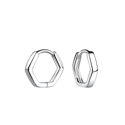 Wholesale 11mm Sterling Silver Geometric Huggie Earrings - JD20078