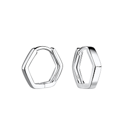 Wholesale 13mm Sterling Silver Geometric Huggie Earrings - JD20109