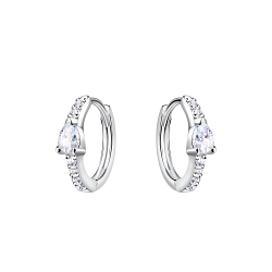 Wholesale Sterling Silver Cubic Zirconia Huggie Earrings - JD20112