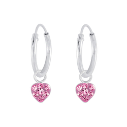 Wholesale Sterling Silver Heart Crystal Charm Ear Hoops - JD5617