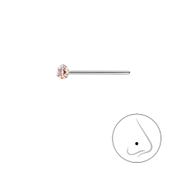 Wholesale 2mm Round Crystal Sterling Silver Nose Stud - JD3317
