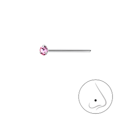 Wholesale 2mm Round Crystal Sterling Silver Nose Stud - JD3317