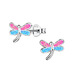 Wholesale Sterling Silver Dragonfly Charm Ear Hoops - JD20163