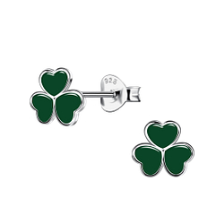 Wholesale Sterling Silver Shamrock Ear Studs - JD20151