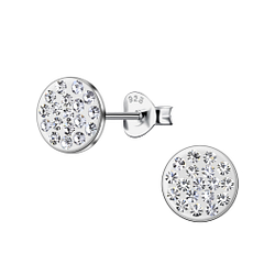 Wholesale Sterling Silver Round Crystal Ear Studs - JD20119