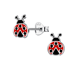 Wholesale Sterling Silver Ladybug Ear Studs - JD20128