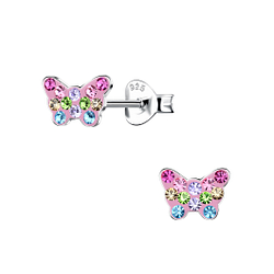 Wholesale Sterling Silver Butterfly Crystal Ear Studs - JD17834