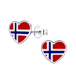 Wholesale Sterling Silver Norway Heart Ear Studs - JD20042