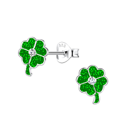 Wholesale Sterling Silver Clover Ear Studs - JD20298