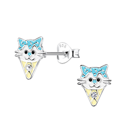 Wholesale Sterling Silver Cat Ice Cream Ear Studs - JD20380