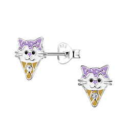 Wholesale Sterling Silver Cat Ice Cream Ear Studs - JD20379