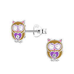 Wholesale Sterling Silver Owl Ear Studs - JD20360