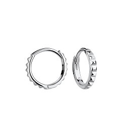 Wholesale 10mm Sterling Silver Patterned Huggie Earrings - JD20394