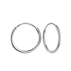Wholesale 14mm Sterling Silver Thin Ear Hoops - JD16532