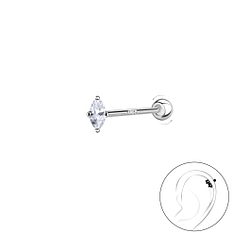 Wholesale Sterling Silver Marquise Cartilage Stud with Sterling Silver Ball Screw Back - JD20437