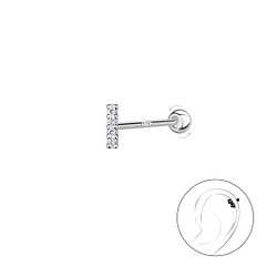 Wholesale Sterling Silver Bar Cartilage Stud with Ball Screw Back - JD20451