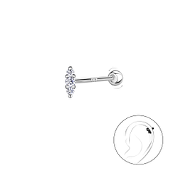 Wholesale Sterling Silver Marquise Cartilage Stud with Ball Screw Back - JD20454