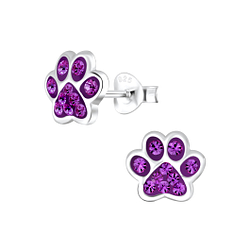 Wholesale Sterling Silver Paw Print Ear Studs - JD4083