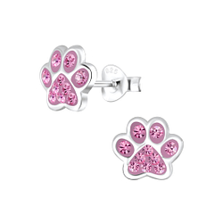 Wholesale Sterling Silver Paw Print Ear Studs - JD4083