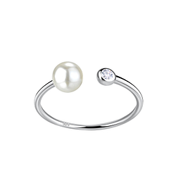 Wholesale Sterling Silver Opened Ring with Pearl - JD20421