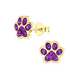 Wholesale Sterling Silver Paw Print Ear Studs - JD4086