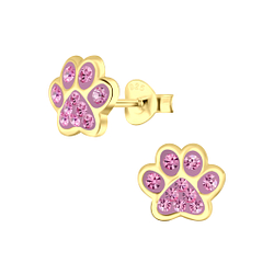 Wholesale Sterling Silver Paw Print Ear Studs - JD4086