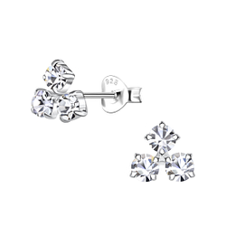 Wholesale Sterling Silver Triangle Crystal Ear Studs - JD5297