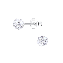 Wholesale 4.5mm Crystal Ball Sterling Silver Ear Studs - JD8898