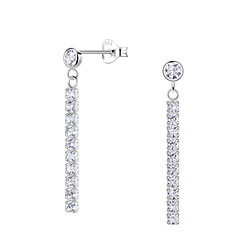 Wholesale Sterling Silver Round Ear Studs with Hanging Tennis Chain - JD20528
