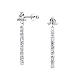 Wholesale Sterling Silver Triangle Ear Studs with Hanging Tennis Chain - JD20532