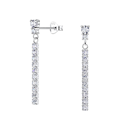 Wholesale Sterling Silver Double Round Ear Studs with Hanging Tennis Chain - JD20534