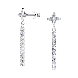 Wholesale Sterling Silver Star Ear Studs with Hanging Tennis Chain - JD20535