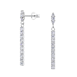Wholesale Sterling Silver Marquise Ear Studs with Hanging Tennis Chain - JD20536