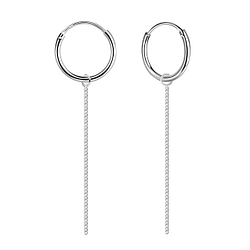Wholesale Sterling Silver Cable Chain Charm Ear Hoops - JD18437