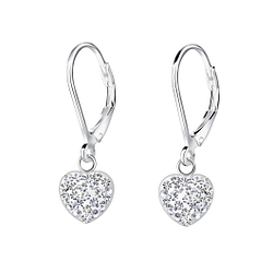 Wholesale Sterling Silver Heart Lever Back Earrings - JD18353