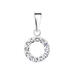 Wholesale Sterling Silver Crystal Circle Pendant - JD19800