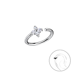 Wholesale Sterling Silver Flower Helix Hoop - JD20633