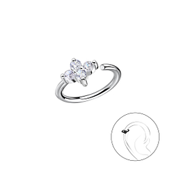 Wholesale Sterling Silver Flower Helix Hoop - JD20643