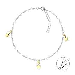 Wholesale Sterling Silver Star Anklet - JD18339