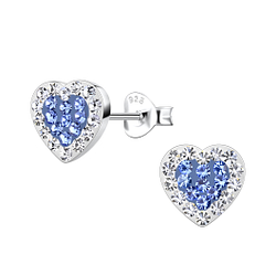 Wholesale Sterling Silver Heart Crystal Ear Studs - JD15688
