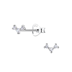 Wholesale Sterling Silver Three Stones Ear Studs - JD19744