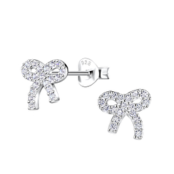 Wholesale Sterling Silver Bow Ear Studs - JD20574