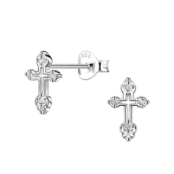 Wholesale Sterling Silver Cross Ear Studs - JD20575
