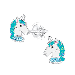 Wholesale Sterling Silver Unicorn Screw Back Ear Studs - JD16993