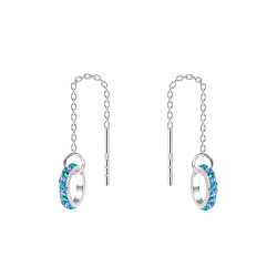 Wholesale Sterling Silver Thread Through Crystal Earrings - JD11660