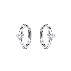 Wholesale Sterling Silver Heart Huggie Earrings - JD20658