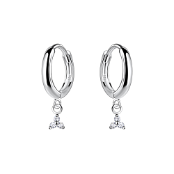 Wholesale Sterling Silver Geometric Charm Huggie Earrings - JD20006