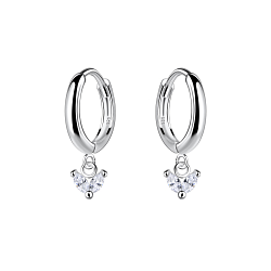 Wholesale Sterling Silver Heart Charm Huggie Earrings - JD20017